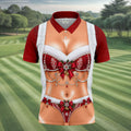 Elegant Santa Bra Bow Christmas Golf Shirt, Mens Golf Shirts, Polo Shirts For Men