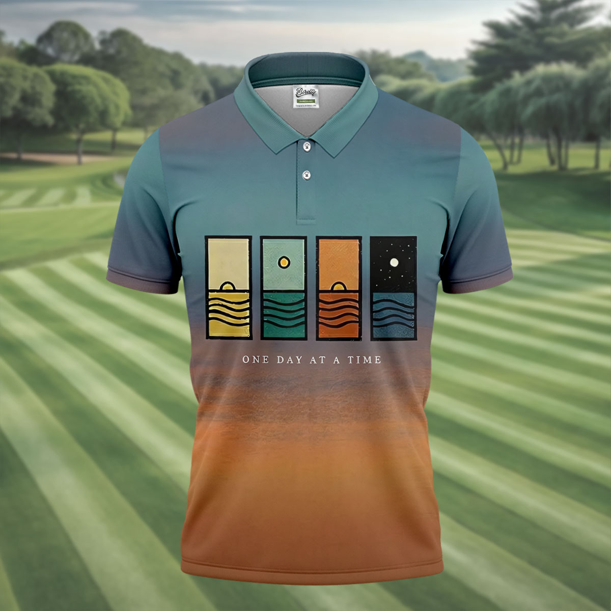 One Day At A Time Mental Health Suicide Prevention Abstract Mens Golf Polo, Golf Polo Shirts For Men