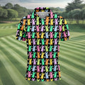 Colorful Easter Bunny Black Golf Shirt, Cute Golf Outfit, Golf Shirts For Men, Golf Gift For Men