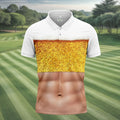 Bubbly Beer Foam Faux Abs Sleeveless Crop Golf Shirt, Printed Golf Shirts, Mens Golf Apparel