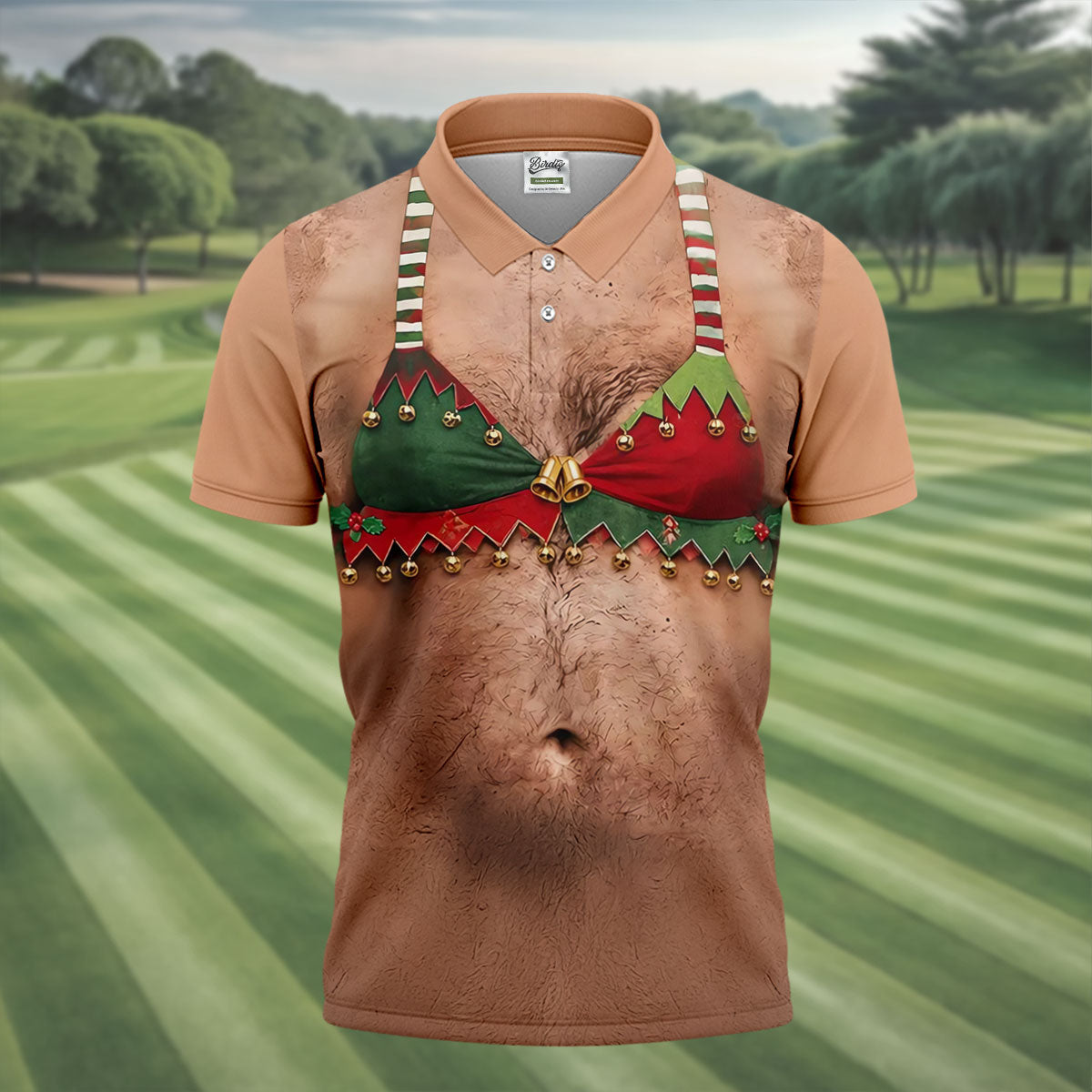 Funny Elf Bra Bells Christmas Golf Shirt, Mens Golf Polo, Golf Apparel For Men