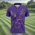 Purple Hummingbird Cancer Awareness Polo Shirt, Golf Shirts For Men, Mens Golf Apparel