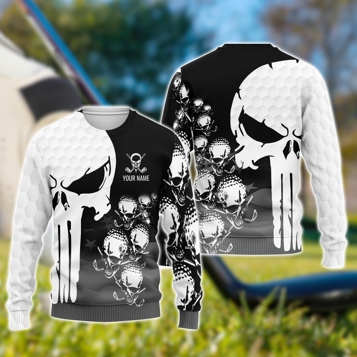Punisher Skull Golf Polo Shirt, Skull 3D Art Shirt, Golfing Apparel, Gift For Golfers