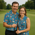 Tattoo Blue Sailor Tattoo Flash Pattern Hawaiian Golf Shirt, Women's Golf Tops, Ladies Golf Shirts