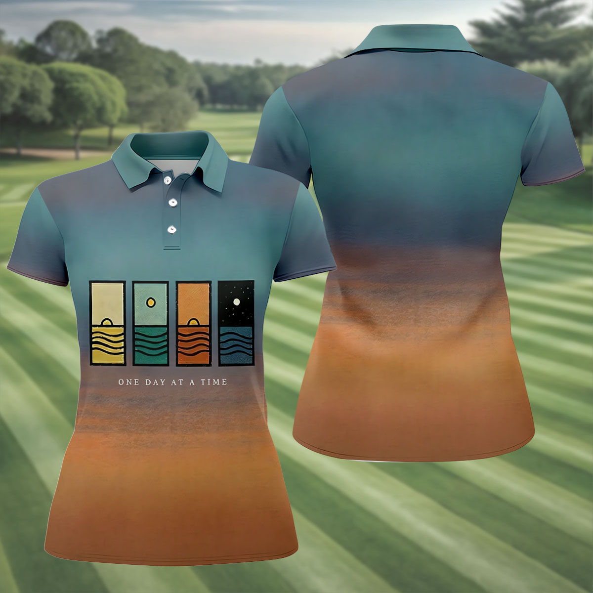 One Day At A Time Mental Health Suicide Prevention Abstract Women’s Golf Polo, Women’s Golf Apparel