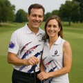 Golf Ball Pattern Australia Flag Print Scratch Effect Men's Golf Top, Golf Shirts For Men