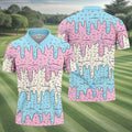 Ice Cream Drip Hawaiian Golf Shirt, Summer Sweets Men's Golf Shirt, Polo Shirts For Men