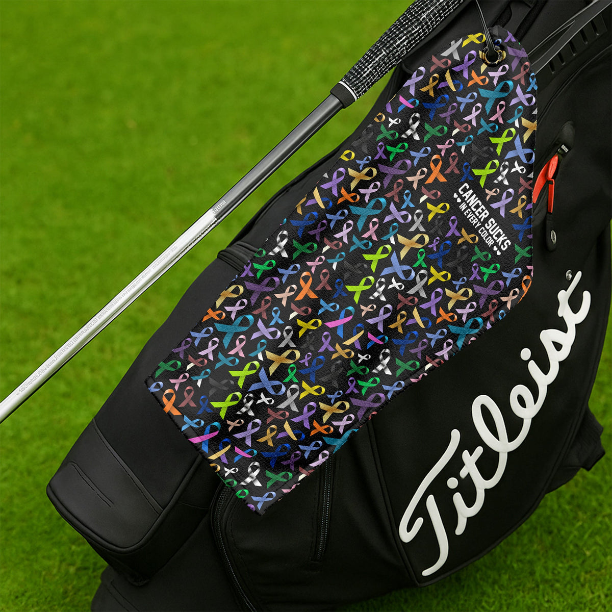 Cancer Awareness Ribbons Golf Towel, Unique Gift For Golfer, Christmas Golf Gift, Golf Accessories