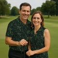 Dinosaurs In The Forest Deep Forest Green Hawaiian Golf Shirt, Polo Shirts For Men