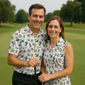 White Desert Golf Icons Pattern Golf Polo Shirt, Hawaiian Golf Shirt, Golf Polo Shirts For Men