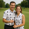 Cute Black and White Cats Pattern Golf Shirt, Men's Golf Shirt, Golf Polo Shirts For Men
