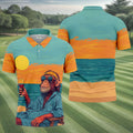 Monkey Gentleman Sunset Coast Hawaiian Golf Shirt, Men's Golf Shirt, Polo Shirts For Men