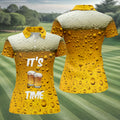 It's Time Golf And Beer Women's Golf Tops, Hawaiian Golf Shirt, Ladies Golf Polos