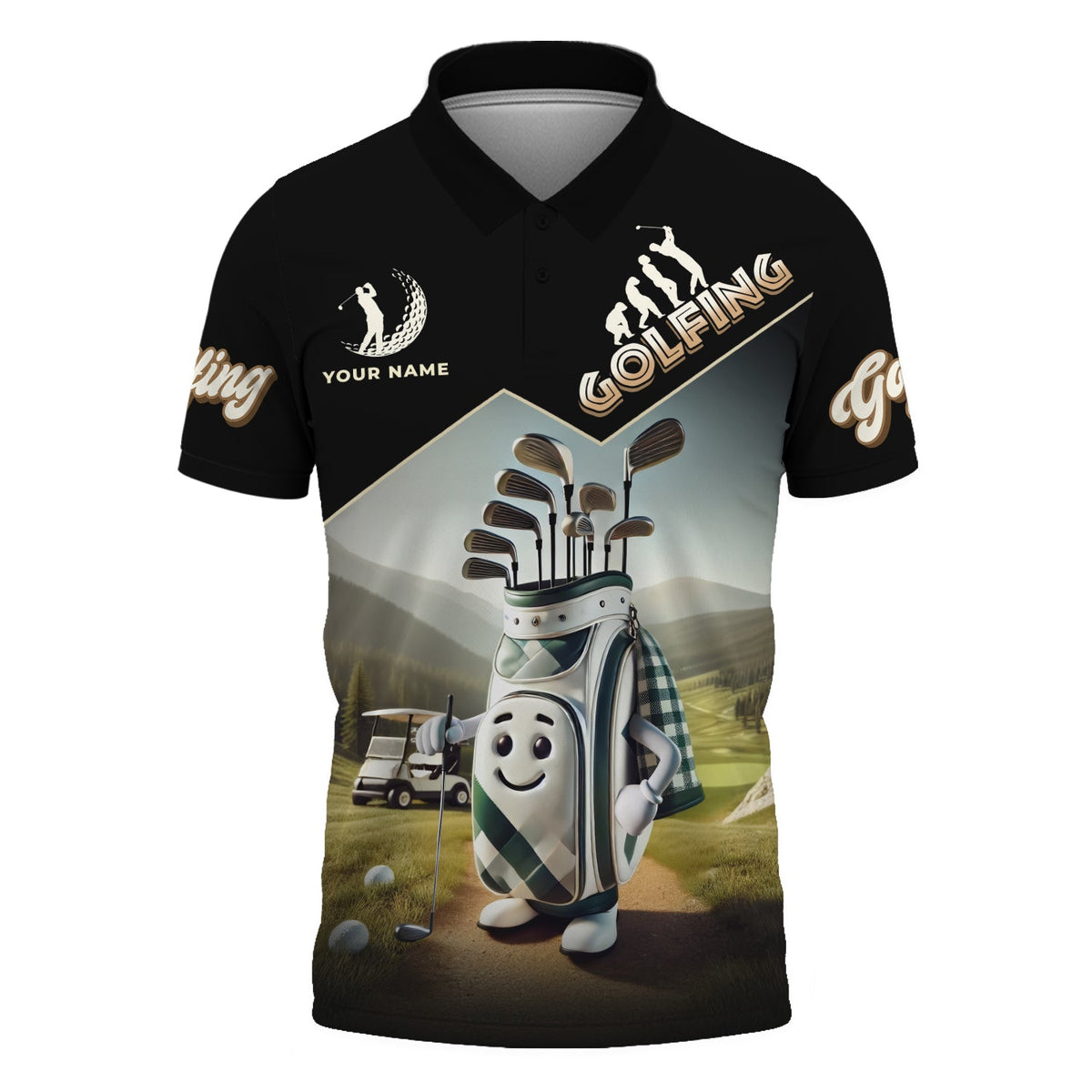 Funny Golf Bag Men's Golf Polo Shirt, Golfing Apparel, Mens Golf Gift, Funny Golf Shirt