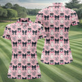 Coquette Pumpkin Boo Pink And Black Cute Golf Outfit, Fun Women's Golf Shirts, Ladies Golf Polos