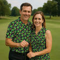 St Patrick's Day Beer Golf Ball Pattern Shamrock Golf Shirt, Women's Golf Tops, Ladies Golf Polos