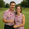 Pink Funny Boob Pattern Golf Polo Shirt, Men's Golf Shirts, Printed Golf Shirts