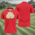 Red Funny Dickhead Faux Chest Golf Shirt, Golf Polo Shirts For Men, Mens Golf Apparel