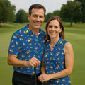 Funny Whack Fuck Comic Golf Ball Navy Polo Shirt, Womens Golf Tops, Printed Golf Shirts