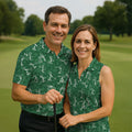Stick Figure Golf Pose Shamrock Golf Shirt, St Patrick's Day Golf Tops For Men, Polo Shirts For Men