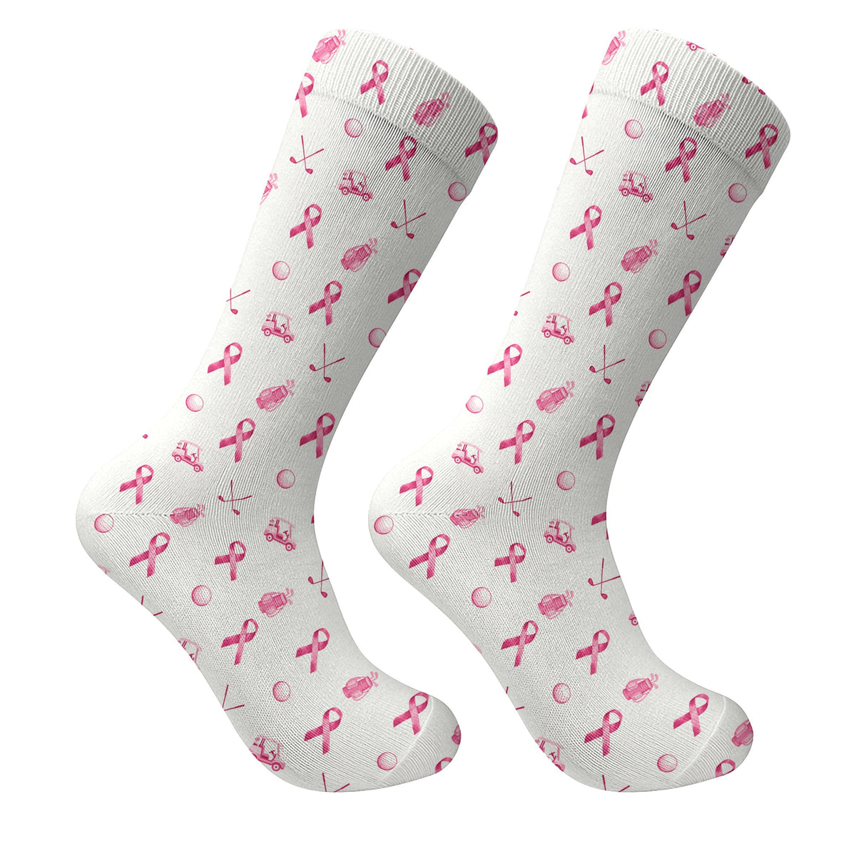 Breast Cancer Pink Ribbon Golf Socks, Christmas Golf Gift, Gifts For Golf Lovers, Golfing Apparel