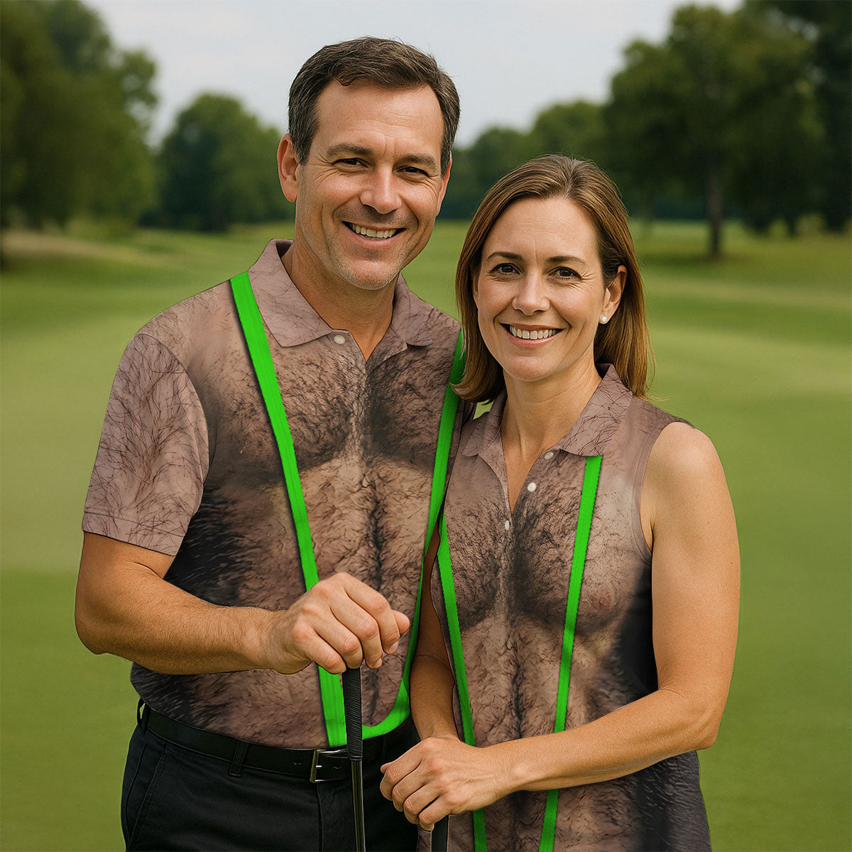 Funny Hairy Chest Green Suspender Golf Shirt, Funny Golf Shirt, Men's Golf Shirt, Polo Shirts For Men (Copy)