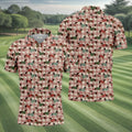 Christmas Dachshund Pink Checkered Golf Tops For Men, Christmas Golf Shirt, Polo Shirts For Men