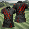 Red Claw Marks Hawaiian Golf Shirt, Scratch Print Women's Golf Tops, Ladies Golf Shirts