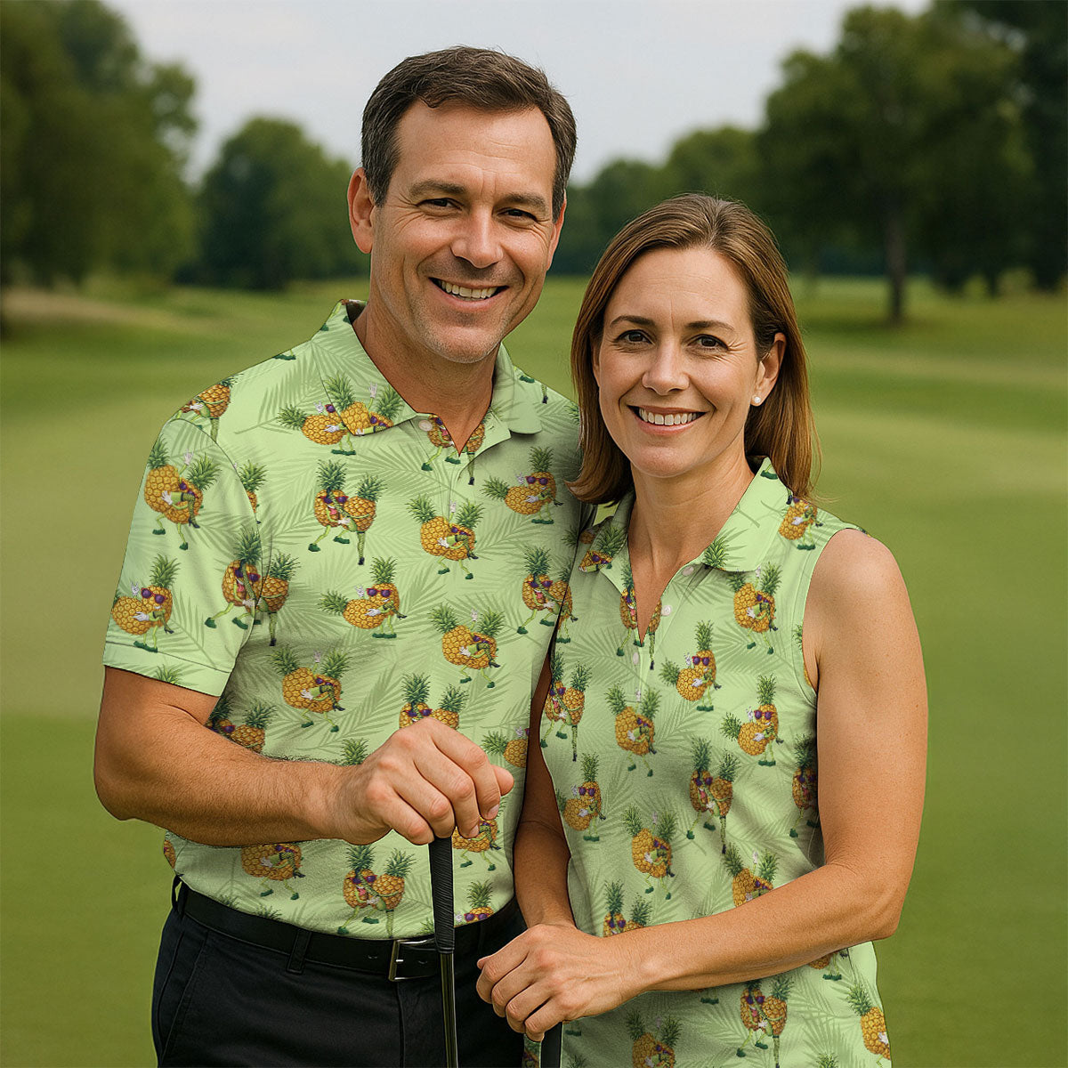Pineapple Couple Naughty Position Fun Golf Shirts For Men, Valentines Golf Gift, Polo Shirts For Men