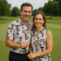 Minimalist Botanical Disc Golf Polo Shirt, Mens Golf Polo, Golf Shirts For Men