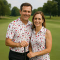 Festive Christmas Wine Glasses Golf Polo Shirt, Mens Golf Polo, Golf Apparel For Men