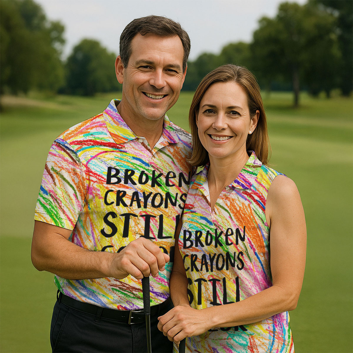 Broken Crayons Still Color Golf Polo Shirt, Men's Golf Shirt, Mental Health Awareness Shirt