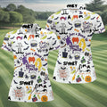 Halloween Witch Pattern Golf Polo Shirt, Golf Polo For Women, Womens Golf Apparel