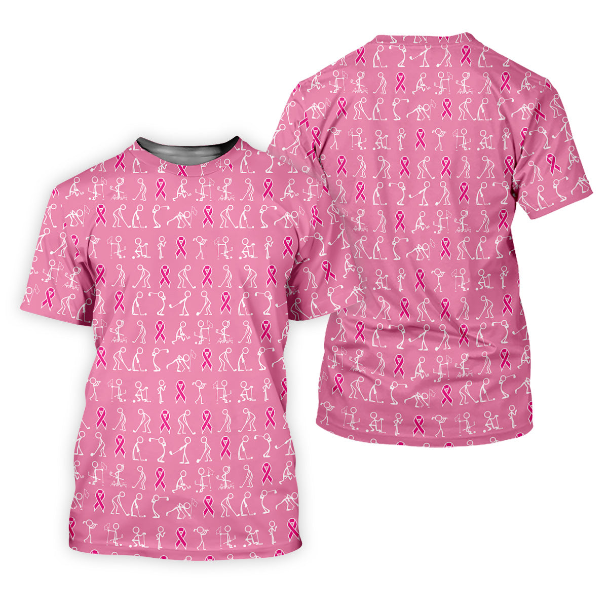 FREE SOCKS Funny Stick Figure Womens Golf Shirt, Breast Cancer Awareness Shirt, Pink Golf Shirt, Ladies Golf Shirt