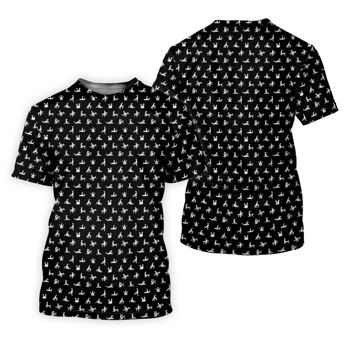 Funny Stick Figure Black And White Men's Golf Polo Shirt, Funny Position Golf Polo, Fun Men Golf Shirts