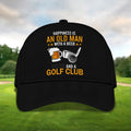 Happiness Is An Old Man With A Beer And A Golf Club Embroidered Baseball Cap, Golf Hat, Dad Golf Gift