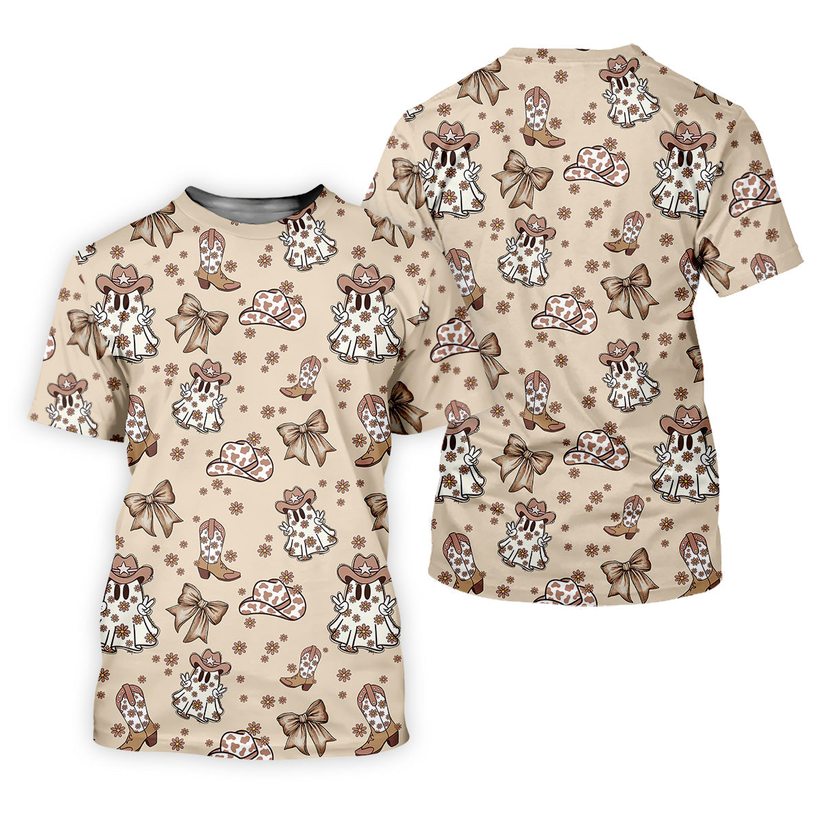 Coquette Halloween Cowboy Ghost Fun Golf Shirts For Men, Polo Shirts For Men, Golfing Apparel