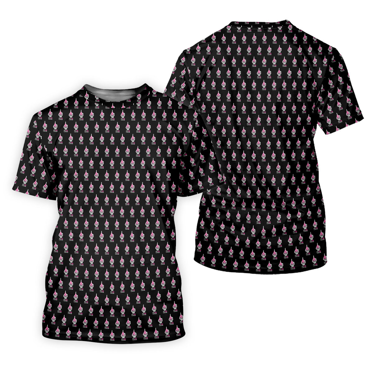 Funny Middle Finger Black Men's Golf Shirt, Fun Golf Shirts For Men, Breast Cancer Support Shirt
