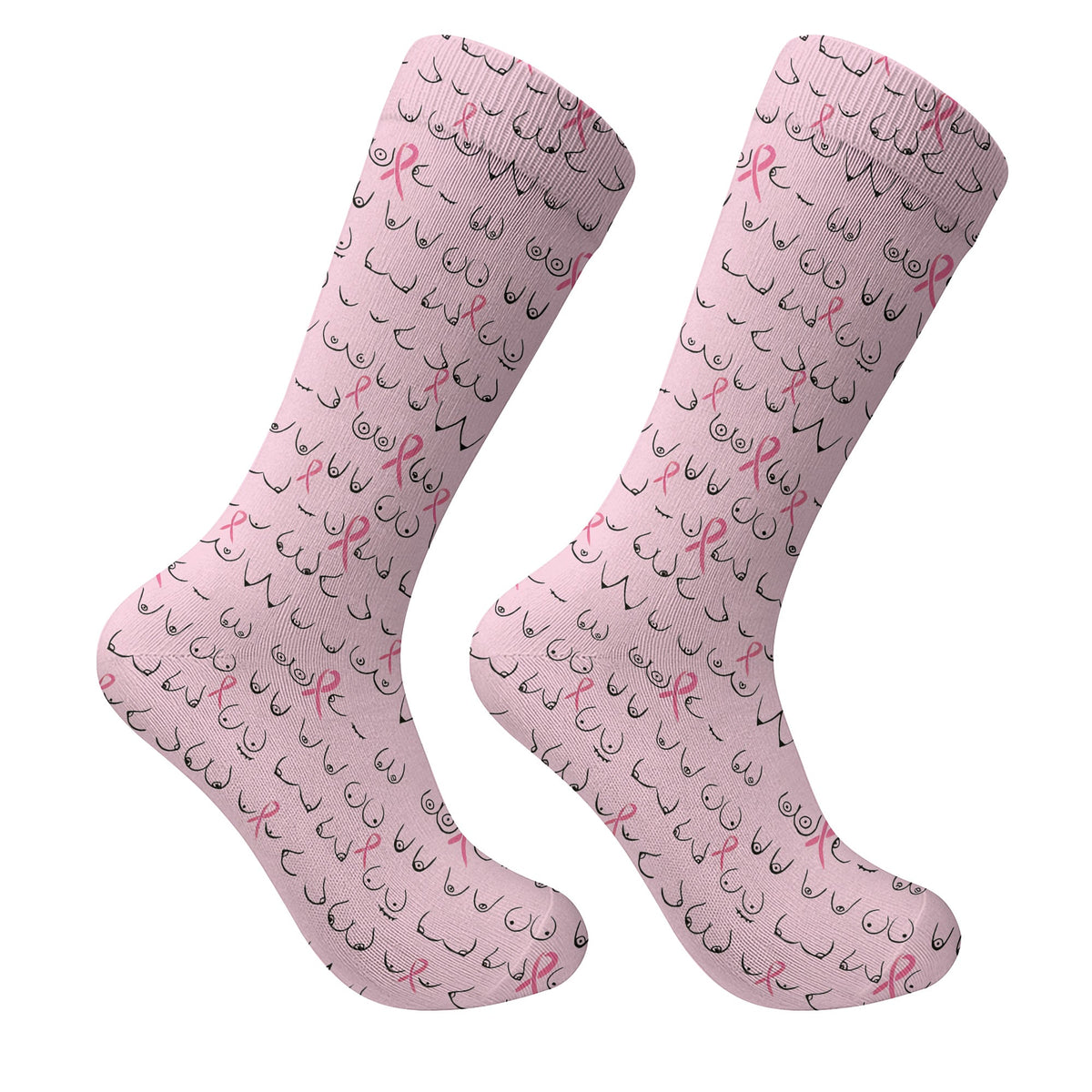 Funny Pink Golf Socks With Breast Cancer Pink Ribbon, Christmas Golf Gift, Golfing Apparel