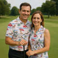 Summer Chihuahua Paradise Pattern Hawaiian Golf Polo, Golf Tops For Men, Golfing Apparel