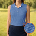 Blue Text Pattern Golf Polo Shirt, Ladies Golf Shirts, Golf Tops For Women