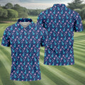 Funny Dinosaur Golfer Tropical Pattern Polo Shirt, Mens Golf Polo, Printed Golf Shirts