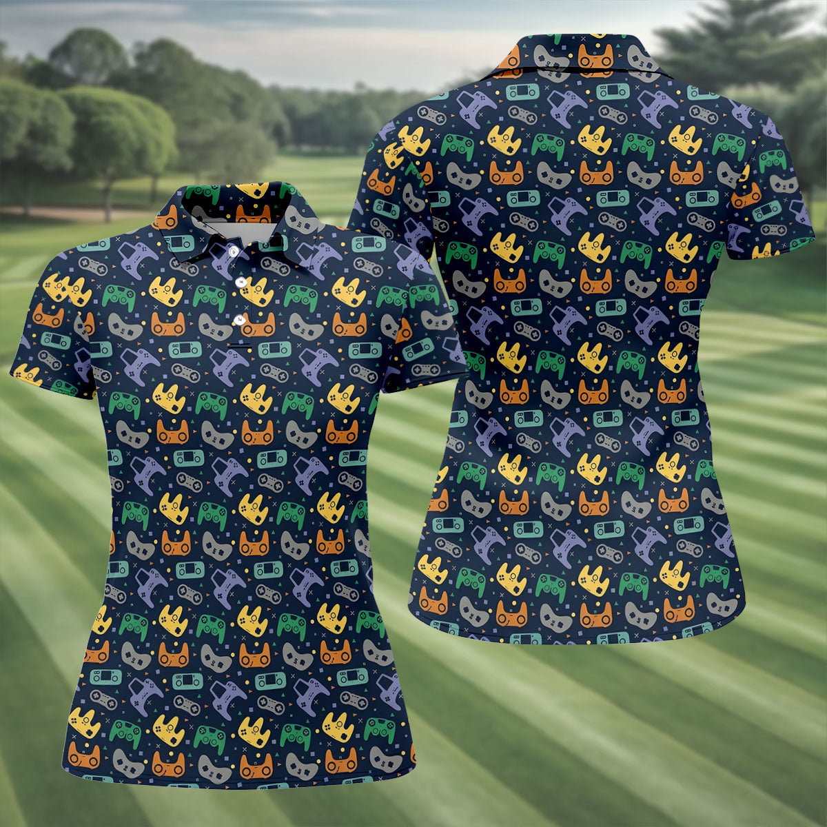 Video Game Controller Hawaiian Golf Shirt, Women's Golf Tops, Ladies Golf Shirts