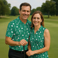 Stick Figure Golf Pose St Patrick's Day Shamrock Green Golf Shirt, Polo Shirts For Men, Golf Shirts For Men