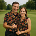 Autumn Bigfoot Forest Pattern Polo Shirt, Women’s Golf Apparel, Hawaiian Golf Shirt, Golf Tops For Women