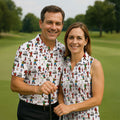 Bigfoot Golfer Pattern Women's Golf Tops, Golf Shirts For Women, Performance Golf Shirt