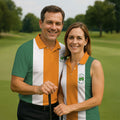 Green Orange White Vertical Stripes St Patrick's Day Golf Shirt, Women's Golf Tops, Ladies Golf Shirts