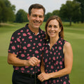 Strawberry Slice Black Golf Shirt, Men's Golf Shirt, Hawaiian Golf Shirt, Golf Shirts For Men