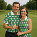 St Patrick's Day Shamrock Argyle Pattern Green And White Argyle Golf Shirt, Women's Golf Tops, Ladies Golf Polos