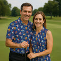 Christmas Characters Golf And Beer Navy Women's Funny Golf Shirts, Christmas Golf Shirt, Polo Shirts For Women